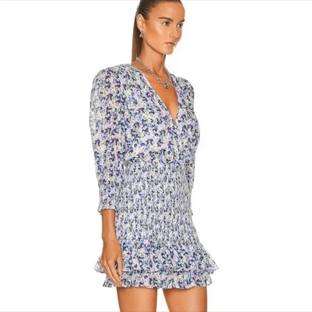 NWT Veronica Beard Darrah Smocked Mini Floral Dress Size 12 - Picture 4 of 14